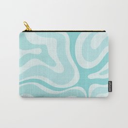 Modern Retro Liquid Swirl Abstract in Light Aqua Teal Blue Carry-All Pouch
