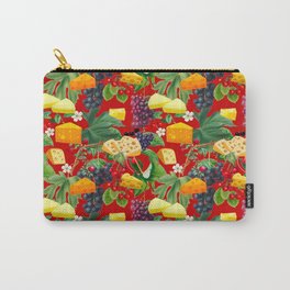Cheese, fruits, vine leaves ,cherries ,grapes pattern  Carry-All Pouch | Homedecor, Flowers, Wallart, Countryside, Cheese, Food, Colourful, Countrylife, Grapes, Cherries 