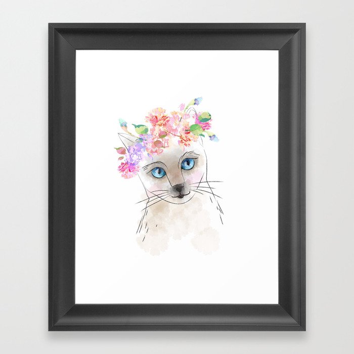 Cat water color painted Framed Art Print