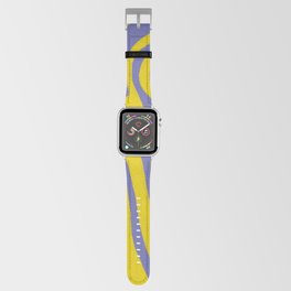 Retro Liquid Swirl Pattern in Very Peri and Yellow Apple Watch Band