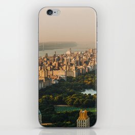 New York City Manhattan skyline and Central Park aerial view at sunset iPhone Skin
