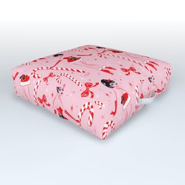 Candy Cane Girl Outdoor Floor Cushion | Drawing, Pinup, Pinkchristmas, Holiday, Pink, Christmas, Digital, Xmas, Pinupchristmas, Candycane 