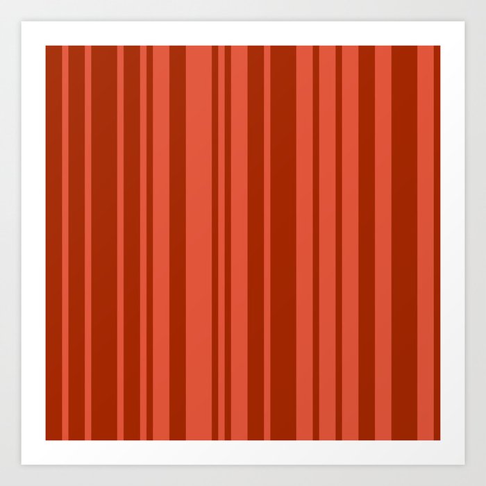 Elegant Stripes Chaotic Stripes Red Orange Terracotta Art Print