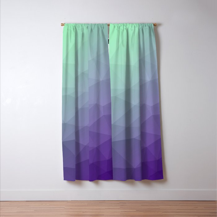 Purple Green Ombre Gradient Geometric Mesh Blackout Curtain By
