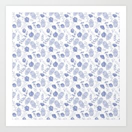 blue only floral Art Print