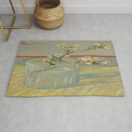 Vincent Van Gogh " Blossoming Almond Branch in a Glass Area & Throw Rug