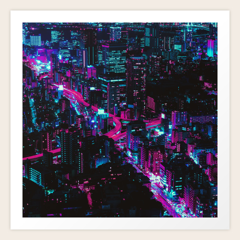 Cyberpunk Vaporwave City Art Print By Abstraction World Society6