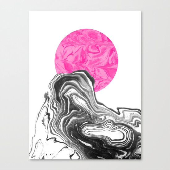 Iniko - spilled ink abstract japanese watercolor painting minimal modern black and white marble Canvas Print