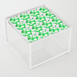 Mid-Century Modern Spring Wildflowers Pink and Green Acrylic Box
