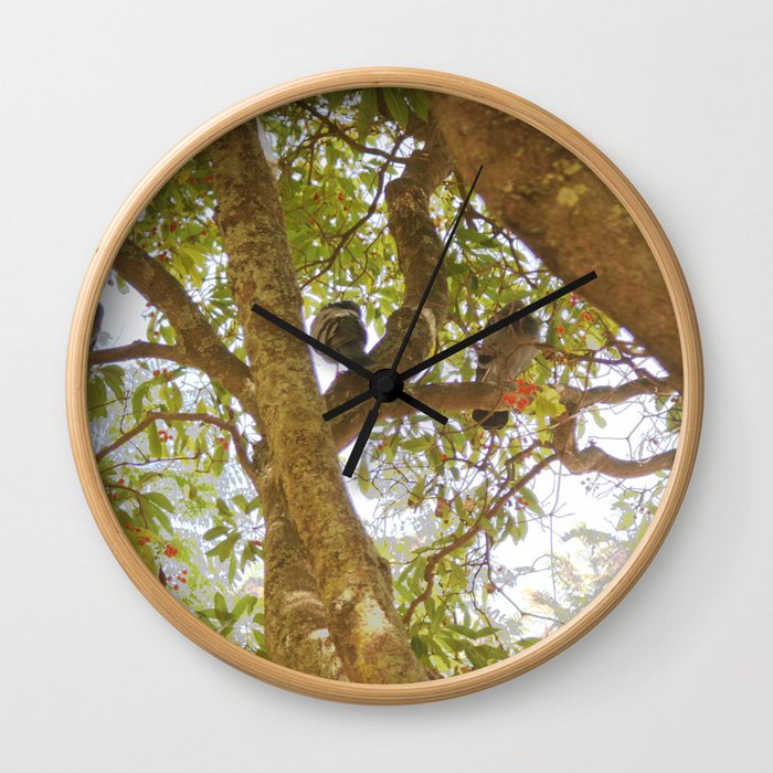 Incense tree with pigeons Wall Clock