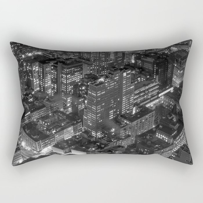 New York Black and White Rectangular Pillow
