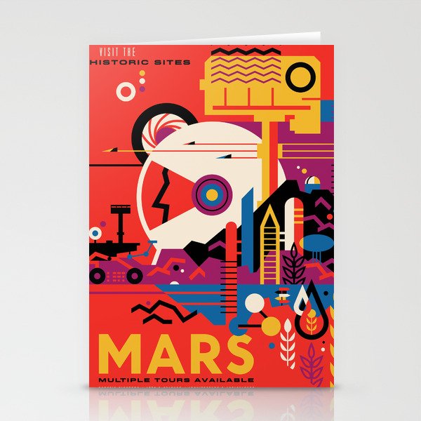 NASA Retro Space Travel Poster #9 Mars Stationery Cards