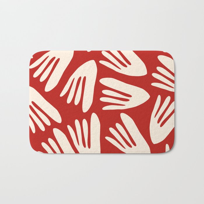 Big Cutouts Papier Découpé Abstract Pattern in Red and Almond Cream Bath Mat