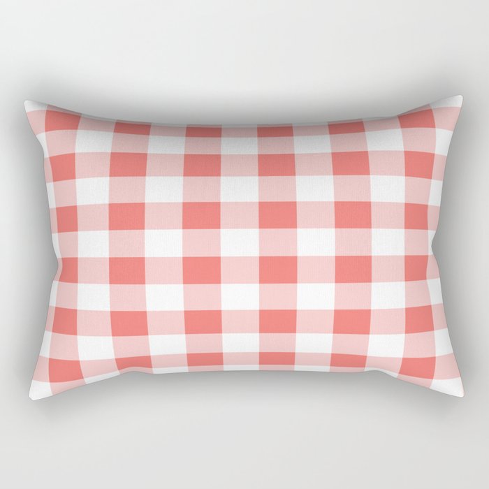 Coral Pink Buffalo Plaid Pattern Rectangular Pillow