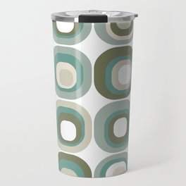 Stacked Squares Mid Century Modern in Teal, Green, Cream and White Travel Mug