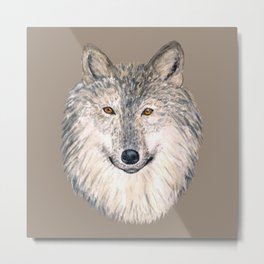 Grey Wolf Metal Print | Mixed Media, Painting, Nature, Animal 