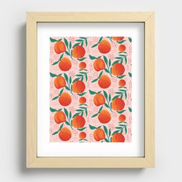 Fresh Peach Tropical Seamless Illustration Recessed Framed Print