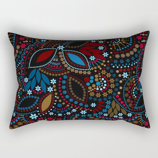 Scattering beads . Black background Country . Rectangular Pillow