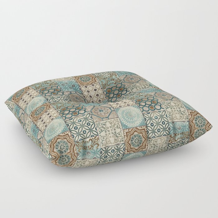 Vintage Andalusian Elegance: Moroccan Artistry Revived Floor Pillow