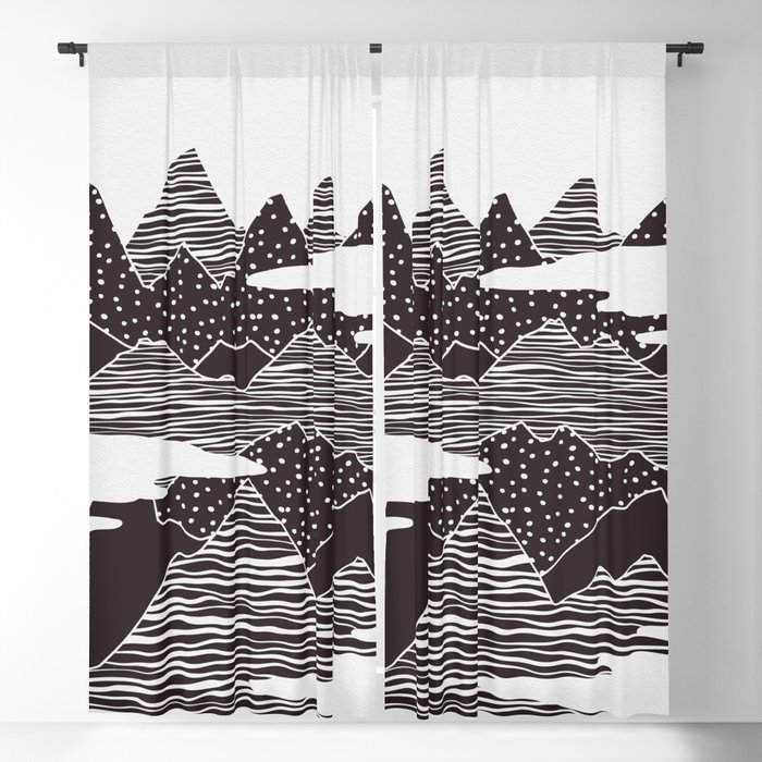 Mountain Peaks Digital Art Blackout Curtain By Kookiepixel