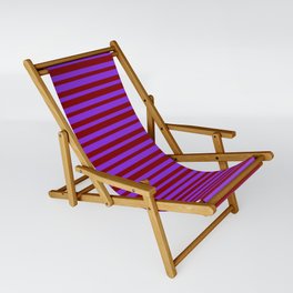 [ Thumbnail: Purple & Maroon Colored Stripes/Lines Pattern Sling Chair ]