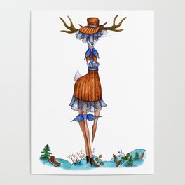 Fashion Christmas Deer 9 Poster