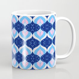 Ogee Symmetrical Geometric Illustration in Blue and Peach Mug