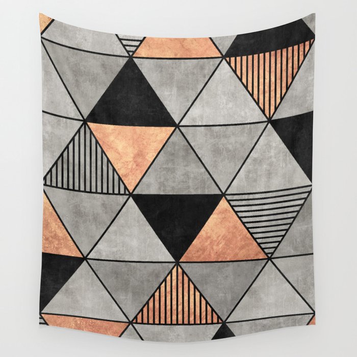 Concrete and Copper Triangles 2 Wall Tapestry