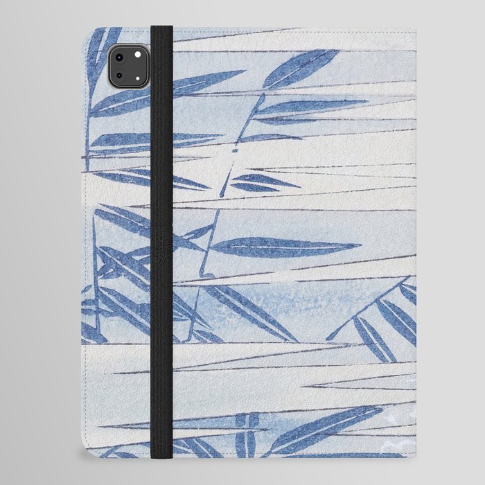 Blue Bamboo Leaves Abstract Vintage Japanese Pattern iPad Folio Case