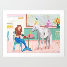 Mermaid and Unicorn Party Art Print