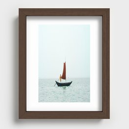 A Man Rowing A Small Boat With a Sail in Bangladesh Recessed Framed Print