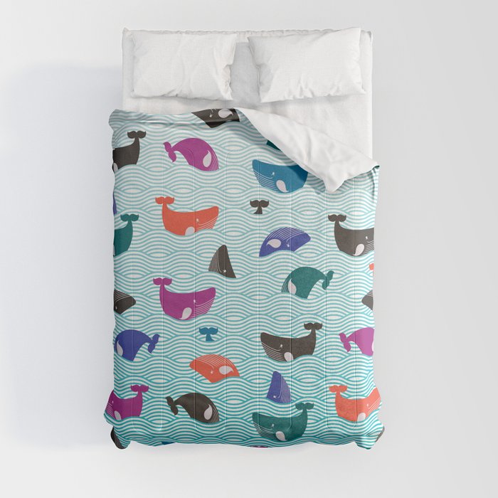 Whale Yes! Waves Comforter