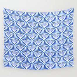 Blue Shell Art Deco Pattern Wall Tapestry