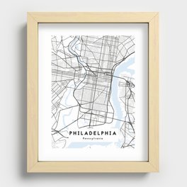 Philadelphia City Map Illustration Recessed Framed Print