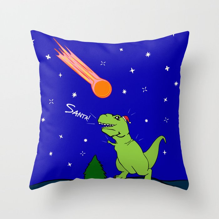 funny santasaurus rex apocalypse christmas Throw Pillow