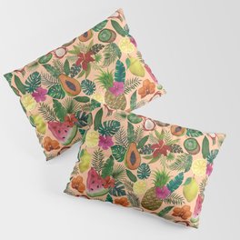 Tropical Fruit and Flower Pattern Pillow Sham