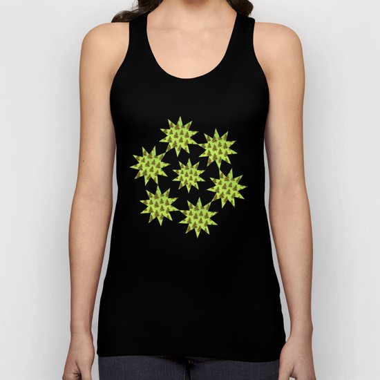 Sparkly Gold Christmas tree on abstract green paper Unisex Tank Top