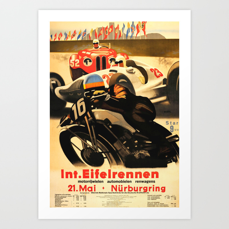 Nurburgring Race Vintage Poster Art Print By Alma Design Society6