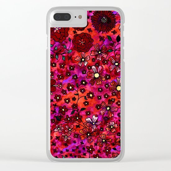 Red Small Flowers Clear iPhone Case