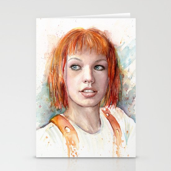 Leeloo Portrait Fifth Element Art Stationery Cards