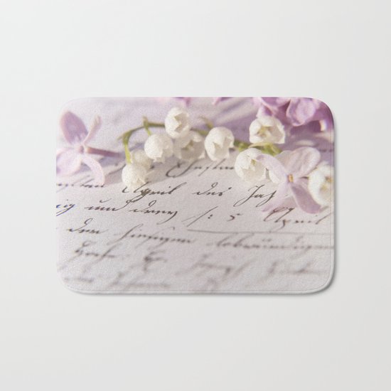 Loveletter - Springflower and old letter - Photography Bath Mat