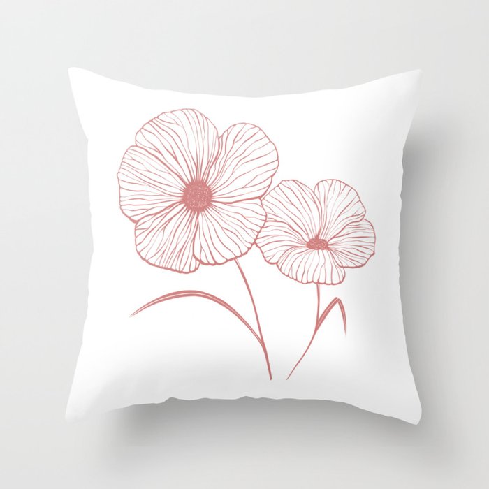 Flowers in Pale Pink Throw Pillow