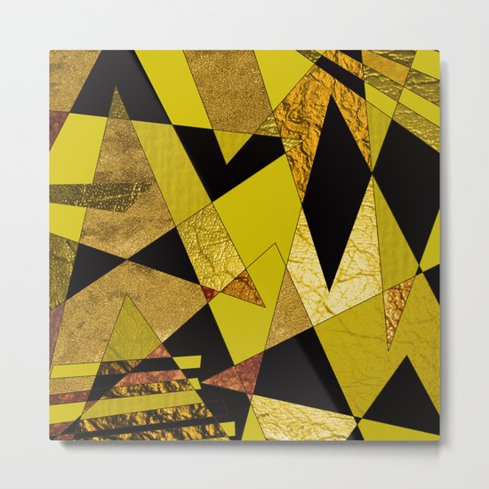 Abstract #508 Black, Gold & Copper Shards Metal Print