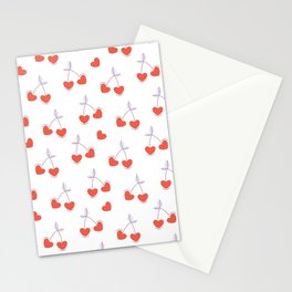 Heart cherries pattern Stationery Card