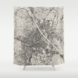 Vienna - Austria | Black and White City Map Shower Curtain