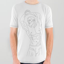 Handsome male athlete with a naked torso. All Over Graphic Tee