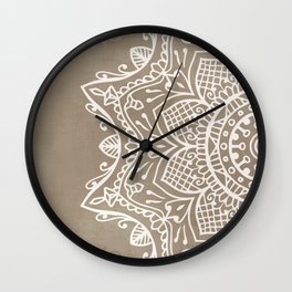 Beige Boho Mandala - left side Wall Clock