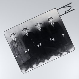 The Syndicate - 'Lucky' Luciano & New York gangsters Ed Diamond, Jack Diamond, & Fatty Walsh black and white photography / photographs Picnic Blanket
