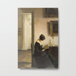 Woman on a Chair Reading Metal Print