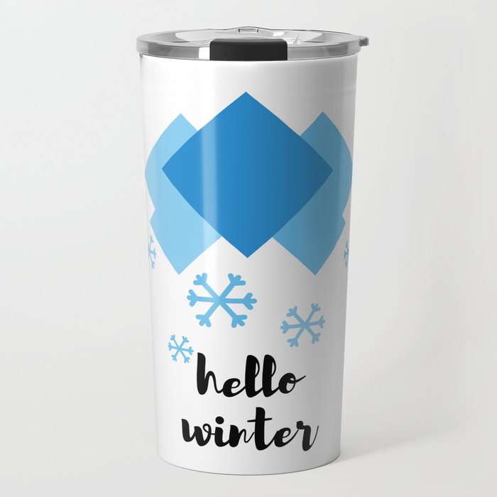 Hello winter in blue Travel Mug